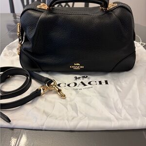 Coach Black Leather Satchel with Gold Accents